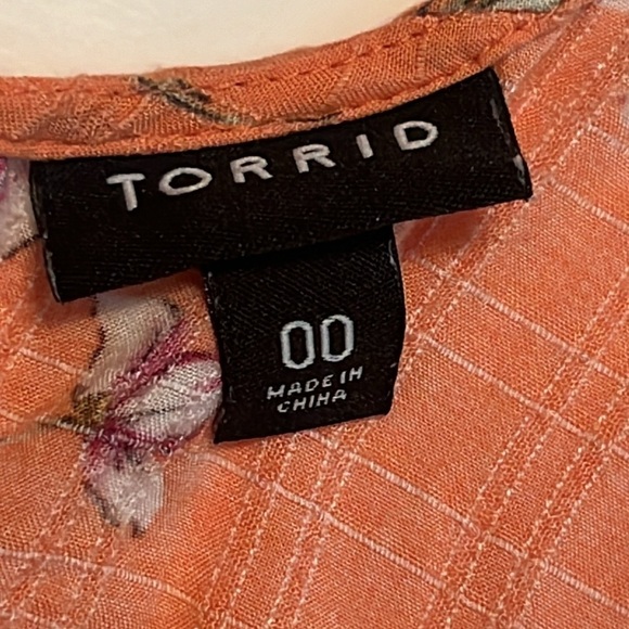 Torrid Floral Orange Sophie Textured Woven Double Layer Swing Cami Size 00 US 10 - Picture 10 of 10